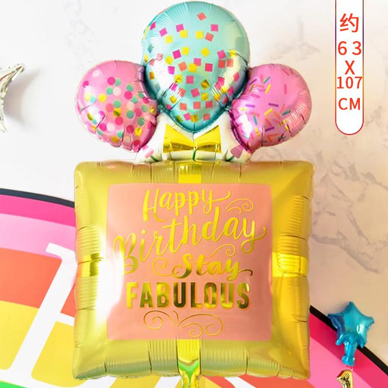 Cake Aluminum Film Balloon Wedding Ceremony Ornaments Birthday Party Scene Gift Box Aluminum Foil Photo Props