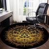 1PC Lotus Mandala Office Round Area Rug, Mat Suitable For Office, Under Office Chairs Bedroom Living Room Home Decor, Room Deco