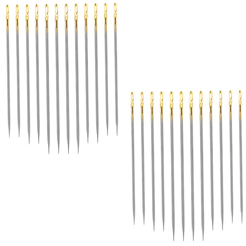 24 шт./набор Самозатачивающиеся швейные иглы Ручные иглы для шитья и вышивания Для DIY шитья и ремонта Легкое вдевание сбоку