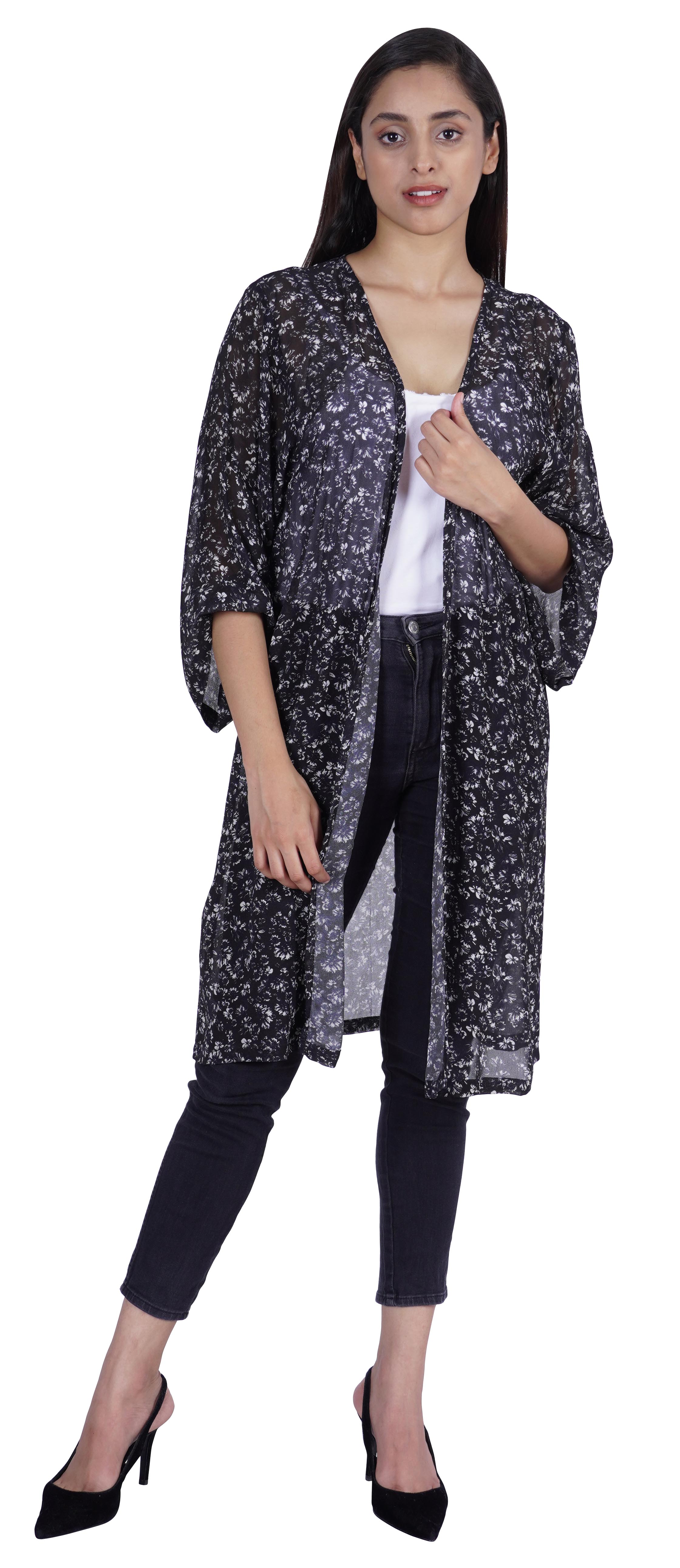 

Літній кардиган Moomaya Long Sheer Shrug Printed Open Front Beach Coverup XXL білий