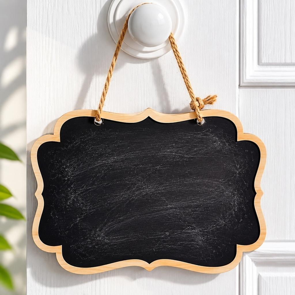 Double Sided Wooden Hanging Chalkboard, Portable Blackboard for Kitchen Menu, Home Decor Sign