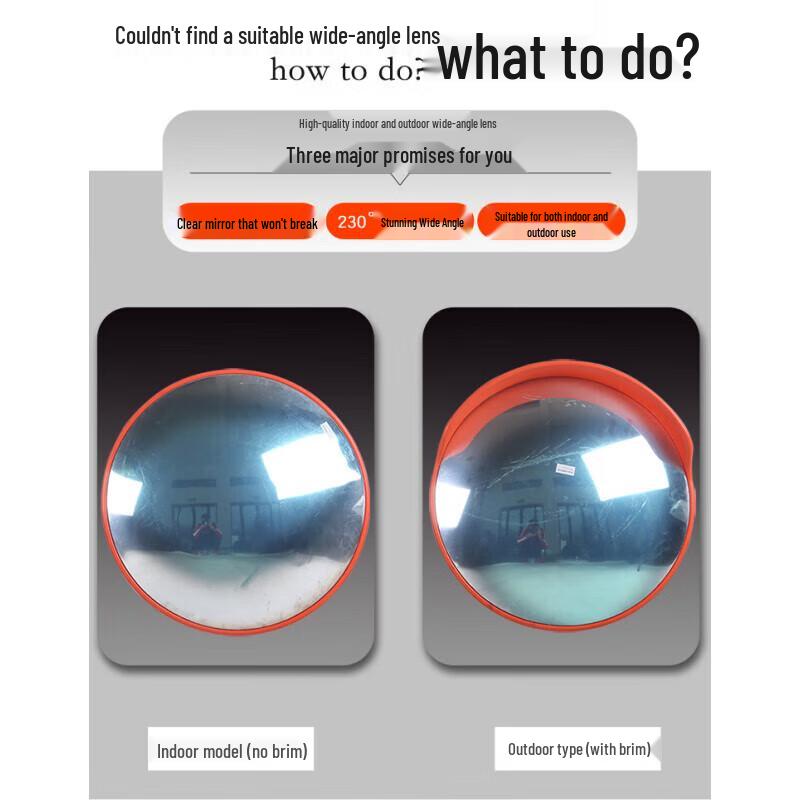 KESSZAL 80cm Outdoor Convex Security Mirror with 2m Post