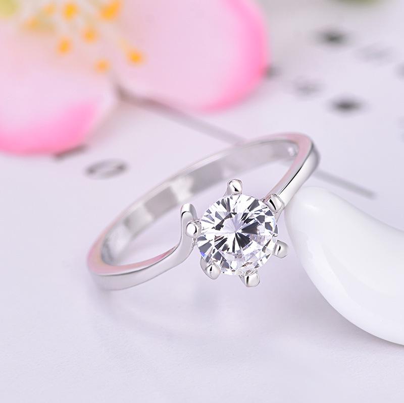 Popular Six-Prong Austrian Crystal Zircon Ring - Elegant Zircon Diamond Gift for Women