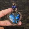 Labradorite, Lapis Handmade Copper Wire Wrap Jewelry Pendant 3.35" p3o72