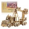 DIY 3D Wooden Puzzle Movable Retro Biplane Crane Bulldozer Handmade Assembly Truck Model Toys Decoration Gift for Kids G204