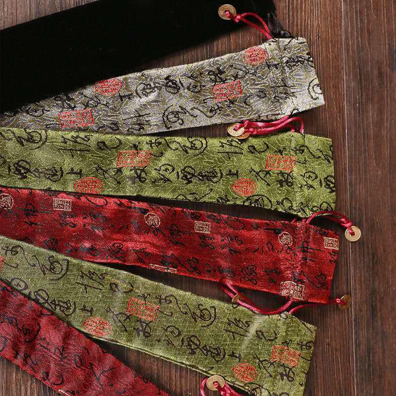 Traditional Chinese Silk Bamboo Folding Fan with Ink Landscape