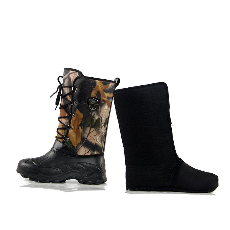Men's Camouflage High-Top Winter Boots: Waterproof, Insulated, and Durable for Fishing and Snow.