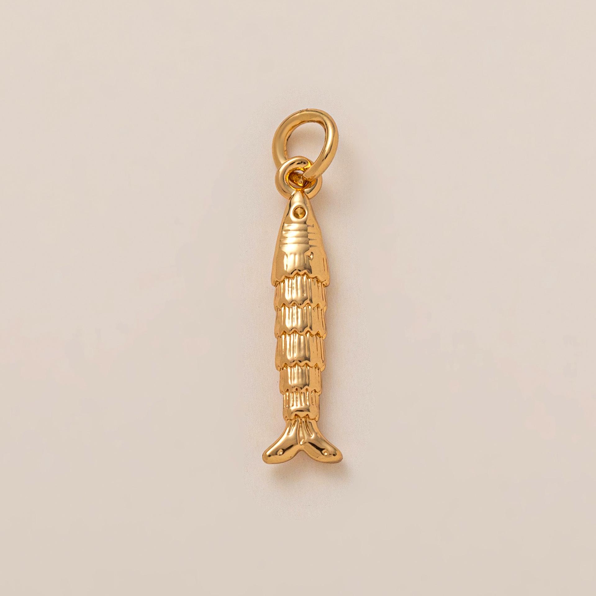 18K Gold Plated Cute Mini Croissant Flower Pendant Necklace Gold Color
