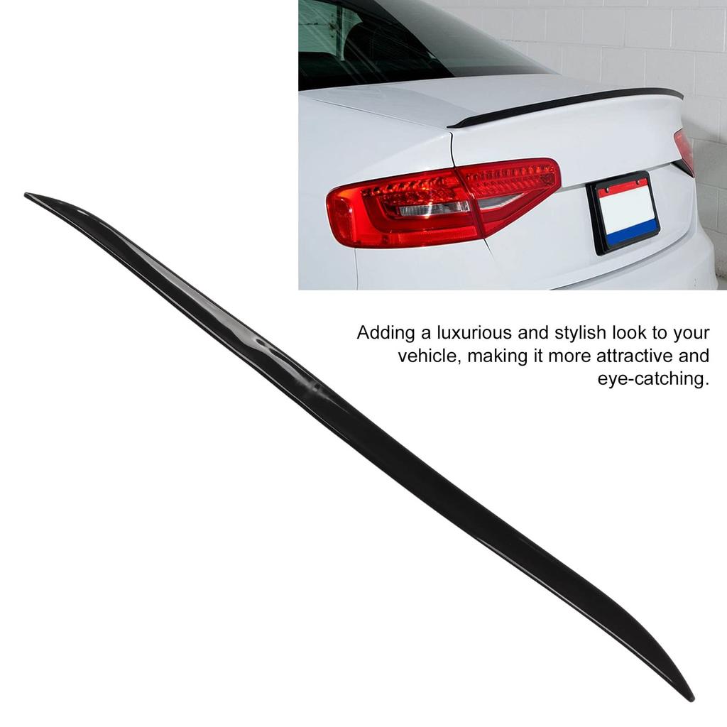 Qiilu Rear Trunk Spoiler Car Rear Trunk Spoiler Roof Wing Grip Glossy Black Rubber 120x4cm / 47.2x1.6in Universal Double-Sided Adhesive Included