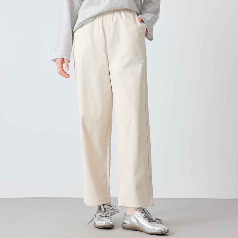 

She Exhibition Women s Elastic Waist Straight-Leg Trousers - Spring 2026 Slimming Casual Pants S грязно-белый