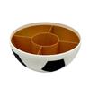 Ball Pattern Soccer Snack Tray with Center Drink Slot, 4 Section Serving Bowl for Table Snacks, Dish for Chips, Crackers and Pretzels, 5.9 In