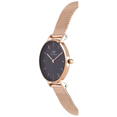 [Official Shop/2-Year Warranty/Authentic Import] Daniel Wellington DW Women's Petite Melrose Black 28mm Watch, Stylish, Popular, Cute Mesh Watch, Perf