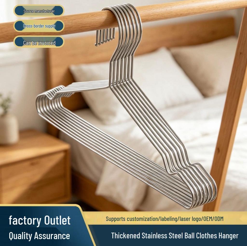 Stainless Steel Non-Slip Clothes Hanger for Balcony & Bedroom - Thick Solid Wire for Wet & Dry Use