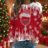 Women's Casual Long Sleeve Christmas Print Neck Top
