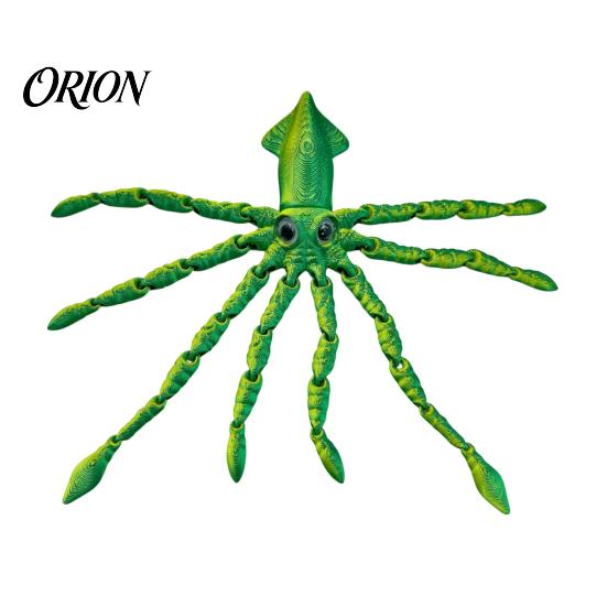 Ocean Themed Party Favors 3D Printed Squid Fidget Toy, Flexible Articulated Marine Animal Figure, Decompression Educational Cognitive Teaching