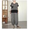 DIMANAF 2026 Plus Size Pants Suits Women Sets Suits Summer Vintage Loose Tops Shirts Long Pants Cotton Linen Casual Black