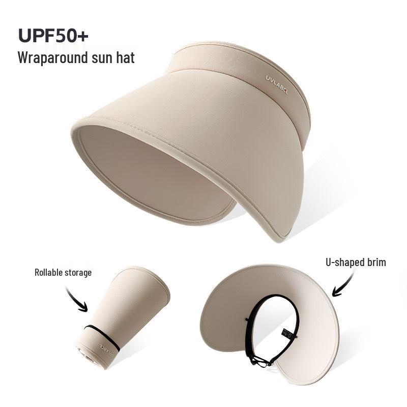 Damen UV-Schutz Radfahren Sonnenhut mit Gesichtsbedeckung und modischem offenem Oberteil-Design