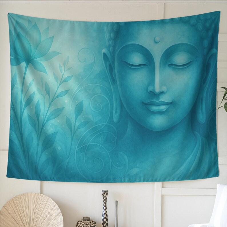 Blue Buddha Lotus tapestry 75x100 чёрный