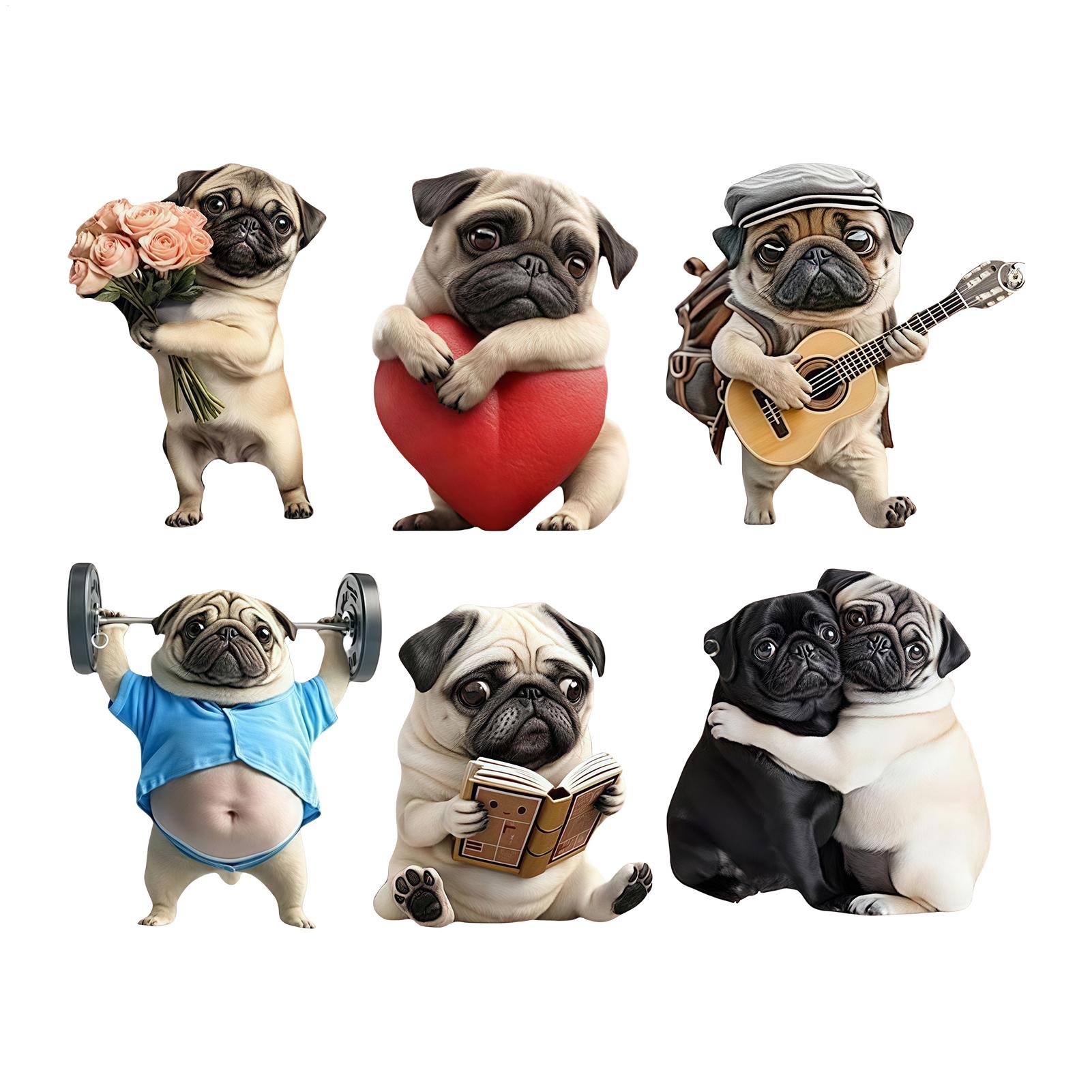 

Декоративный освежитель воздуха для автомобильного дефлектора, 2D акриловая форма собаки, автомобильный диффузор аромата, 6 штук, освежитель воздуха для автомобиля, аксессуары для автомобиля мопс CN