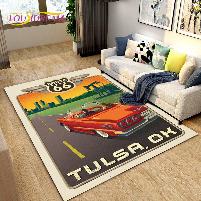 Tarihi Route 66, Ana Yol, mré estrada Alan Kilim, Ev Oturma Odası Yatak Odası Kanepe Paspas Dekor için Halı Halı, Kaymaz Zemin Mat