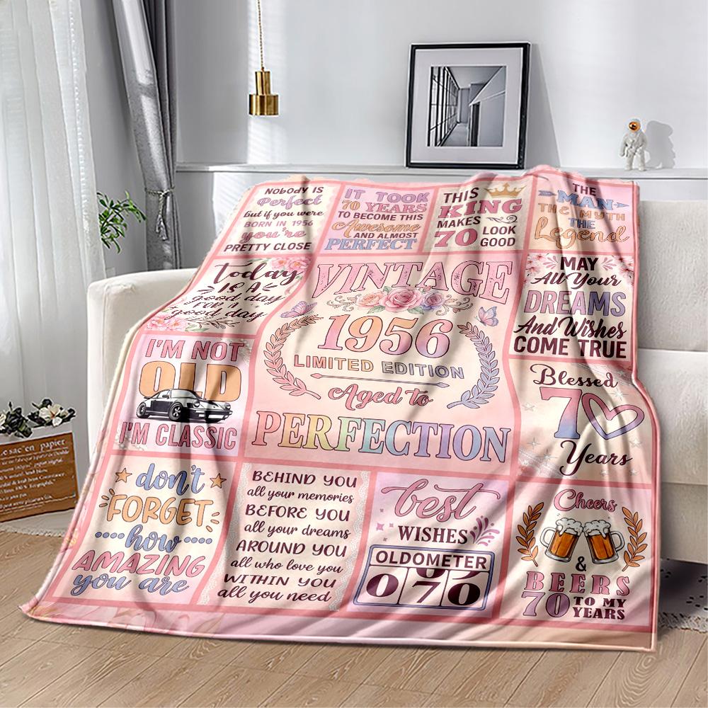 Vintage 1956 Celebration Flannel Blanket-Soft and Suitable for Sofas,Beds,Offices,Travel,All Seasons,Great Gift for Holidays and Birthdays.