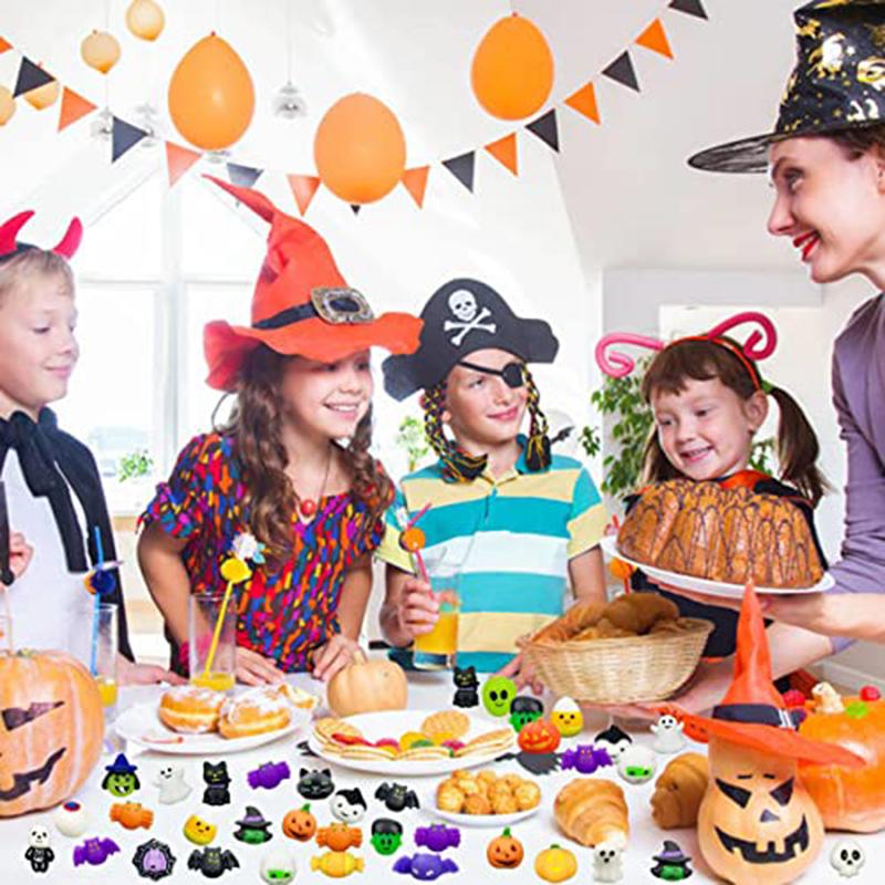 10/50Pcs Halloween Squishies Mochi Sensory Toys Soft Push Stress Relief Squeeze Toys For Kids Halloween Gifts Goodie Bag Stuffer