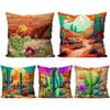 1pc Cactus Sunset Cartoon Pillow Case Square Pillow Bedroom Sofa Leisure Comfort Cushion Car Living Room Home Decoration 40X40
