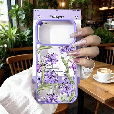 Pink Purple Lily Flower Phone Case For iPhone 17 Pro Max 17Pro 17 17Air Cute Floral Pattern Shockproof Clear Hard Cover Fundas