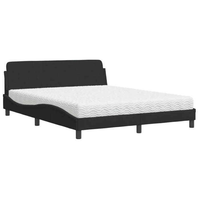 VidaXL Bed with Mattress Black 160x200 Cm Velvet 3208433