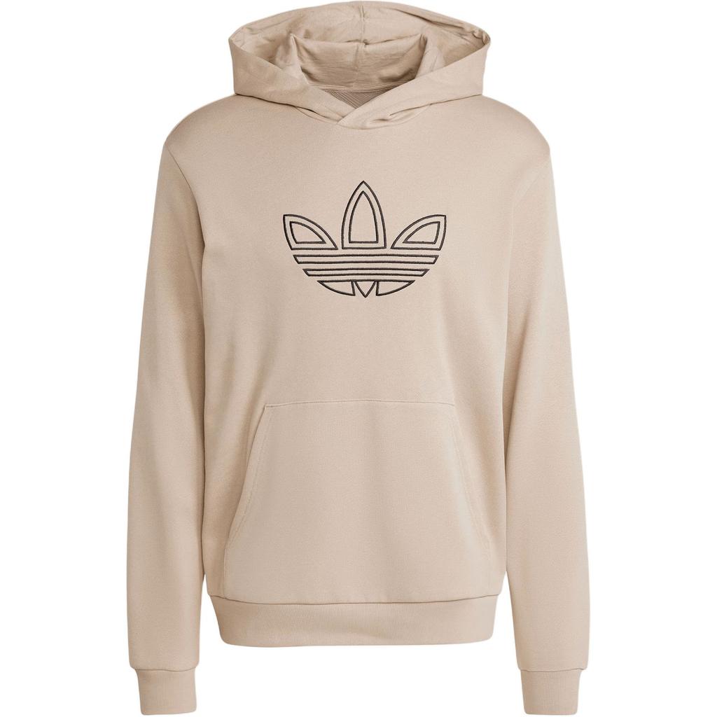 Adidas Originals Trefoil Hoodie FW24 Outline Series Fashion Comfortable Soft Hooded Sweatshirt Men Hoodies Beige JJ1505