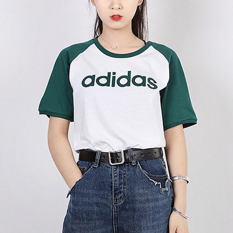 Adidas Neo Logo Print Casual Sports Round Neck Short Sleeve T-Shirt Women Tops Green GL1177
