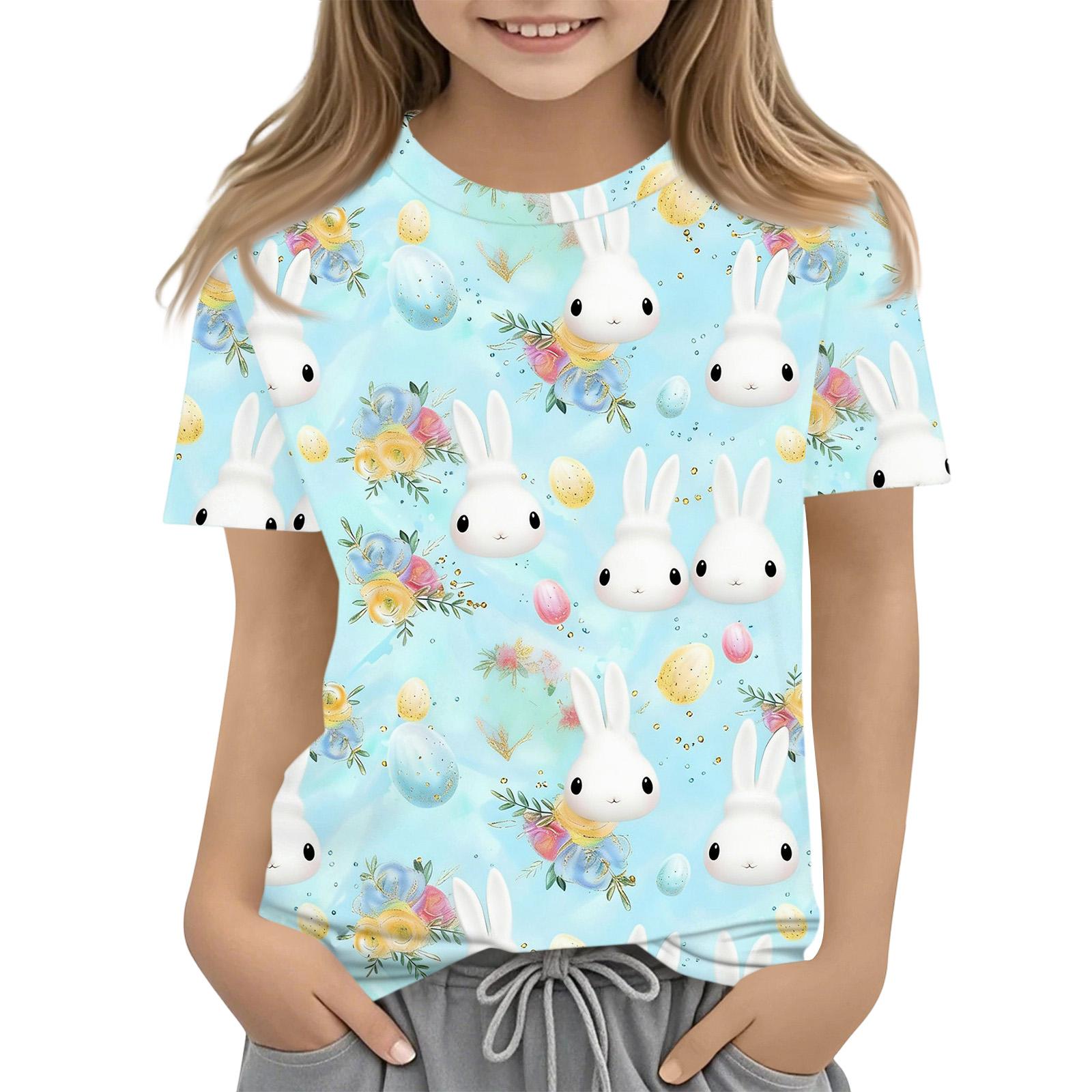 

Boys Girls Round Neck Casual Printed Short-sleeved T-shirt Top 150