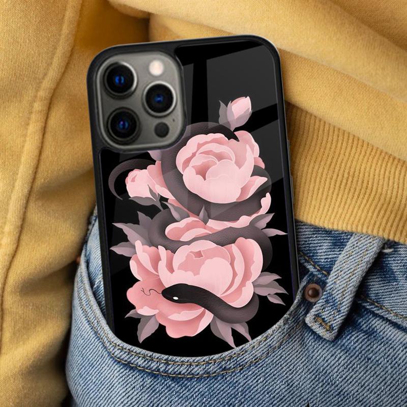 Flower snake Soft Phone Case for iPhone 17 Air 16e Pro max 15 Pro 13 14 Plus 11 12 MagSafe Magnetic Coque