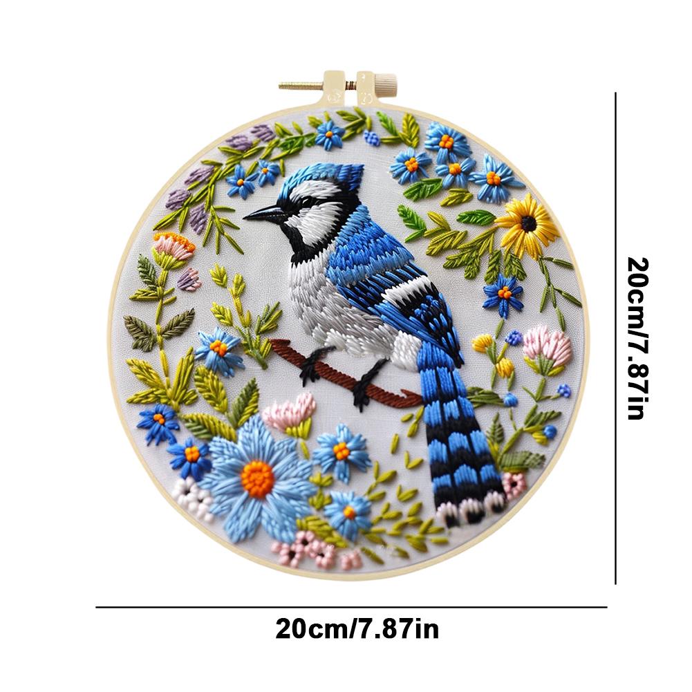 Animal Stamped Cross Stitch Embroidery Kits with Hoop Cloth Color Thread
