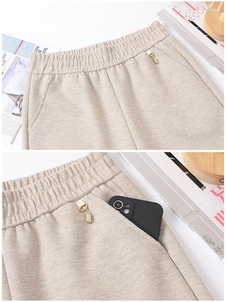 Middle-aged and Elderly Women's Wool Straight-Leg Pants - Autumn/Winter Casual Loose Fit