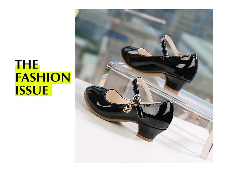 Girls' High Heel Leather Princess Shoes - Crystal Design, Spring/Autumn, Children's Performance Footwear, New Korean Style