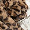 Leopard Print Long Sleeve Pockets Zipper Closure Men Coat Winter Thickened Double-sided Plush Hooded Outerwear