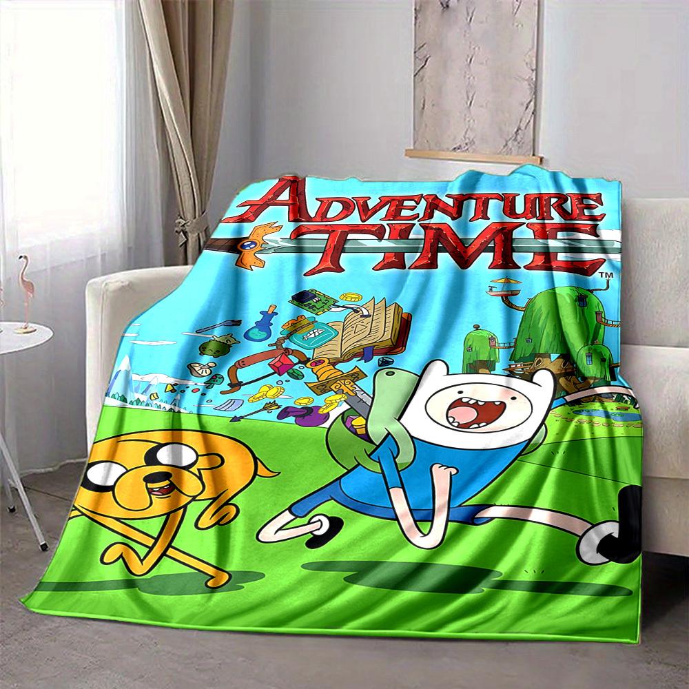 1pc Adventure Time Flannel Throw Blanket - HD Printed Lightweight Soft Warm All-Season Blanket for Sofa, Bed, Travel, Camping 183