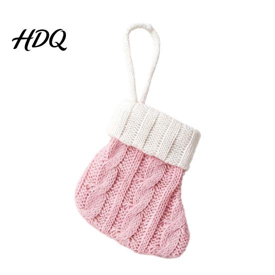 Festive Gift Packaging Accessories Christmas Tableware Holder Knitted Stockings Spoon Knife Fork Decorative Stocking Pendants Bag for Fireplace,