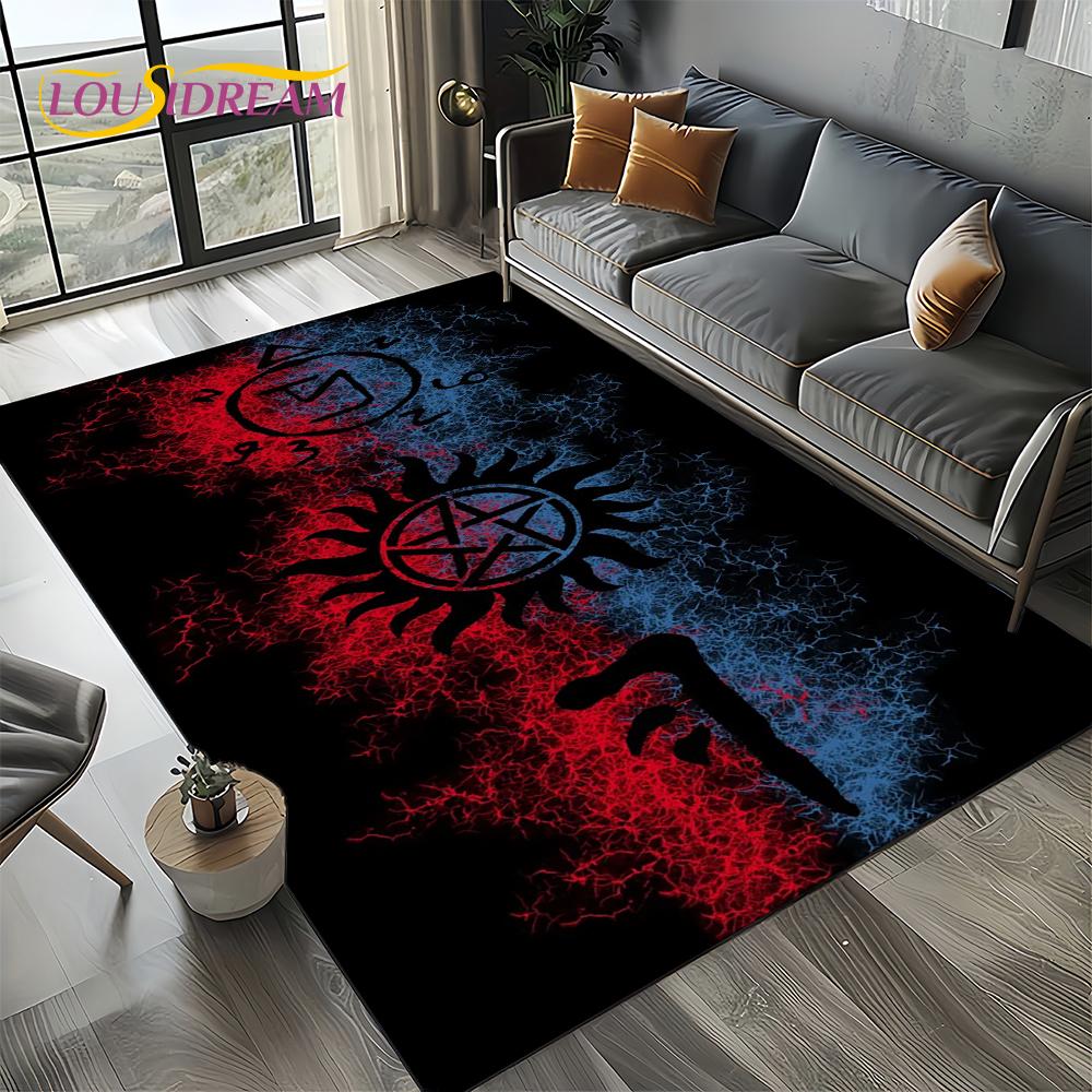 3D SPN Supernatural Sign Dean Sam Carpet Rug for Living Room Bedroom Home Sofa Decoration,Kids Play Area Rug Non-slip Floor Mat