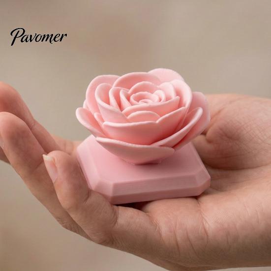 Compact Rose Decoration Flower Ornament, Stable Base Non-Slip 3D Printed Matte Solid Color Ornament Durable PLA Creative Artwork, for Home Office