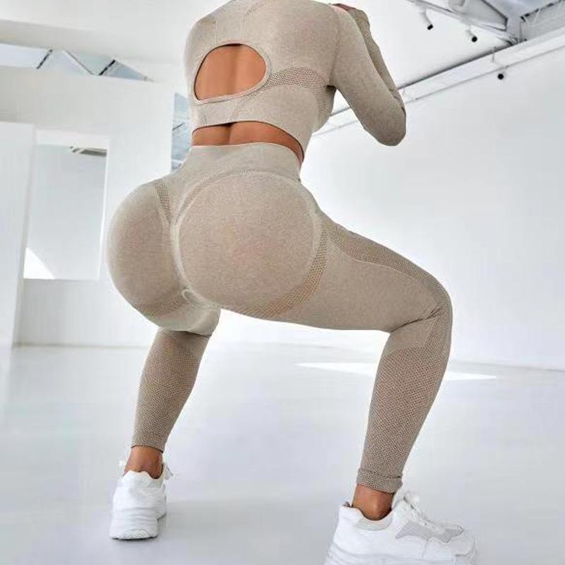 Europäisches & Amerikanisches Nahtloses High-Waisted Yoga Set - Zweiteiliges Damen-Fitness-Outfit