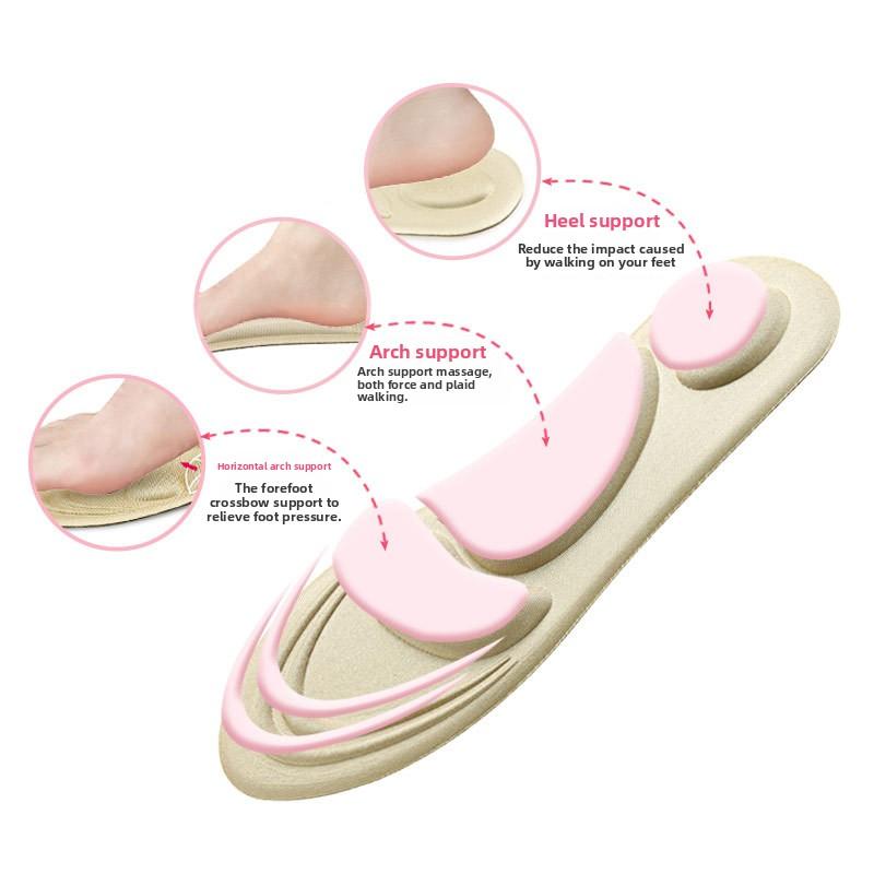 3D Massage Insole for Men Women Arch Support Breathable Sponge Sweat Absorbing Elastic Decompression Foot Cushion
