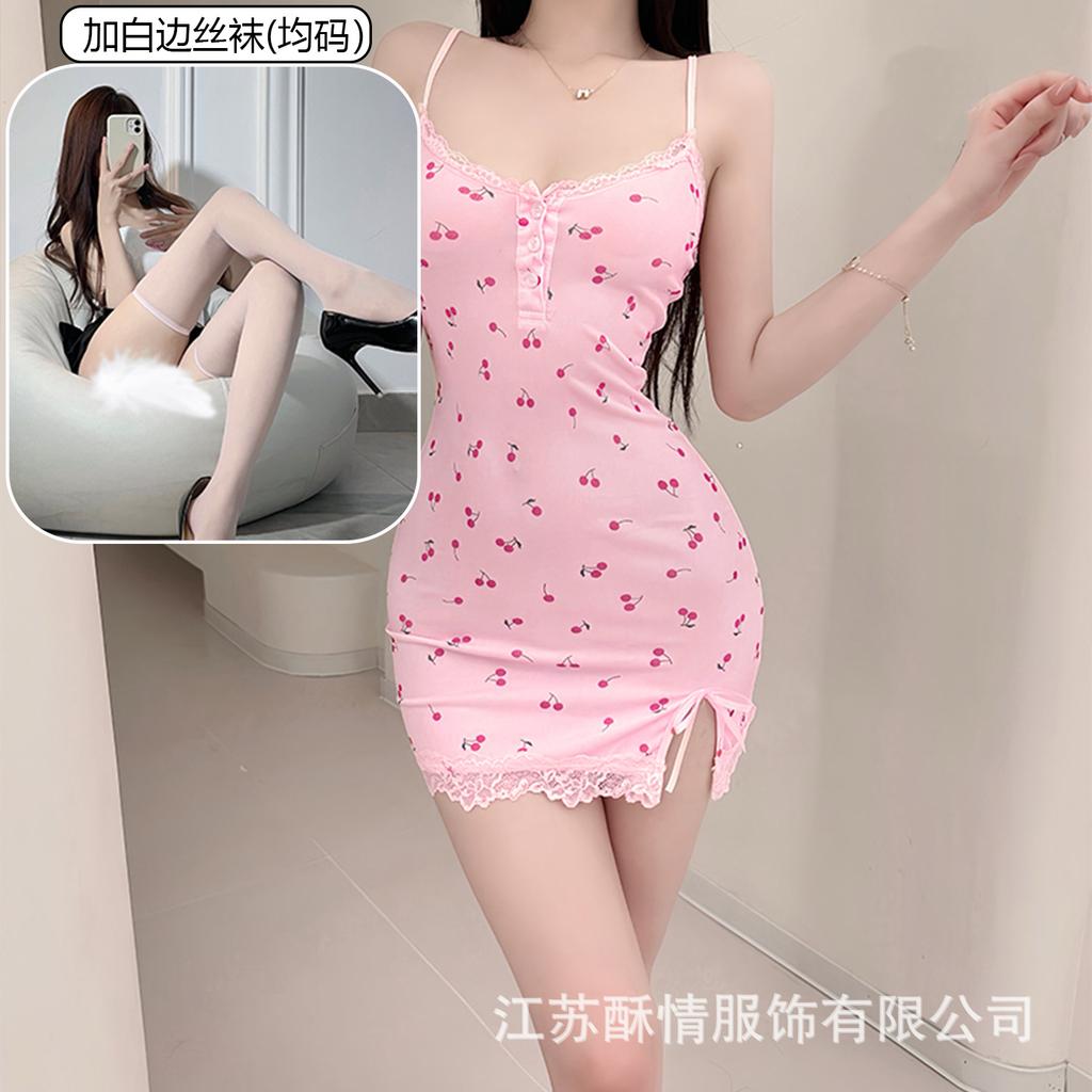 Sex lingerie pure desire cherry sexy women's bed small chest plus chest pad passion uniform seduction suit