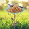 Bird Feeder with Pole, Bird Hot Tub with   Height and Feeding Bowl for Garden, Yard and Lawn.