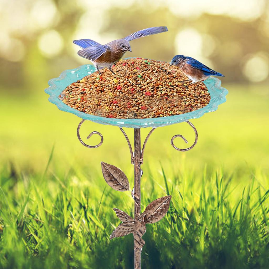 Bird Feeder with Pole, Bird Hot Tub with   Height and Feeding Bowl for Garden, Yard and Lawn.