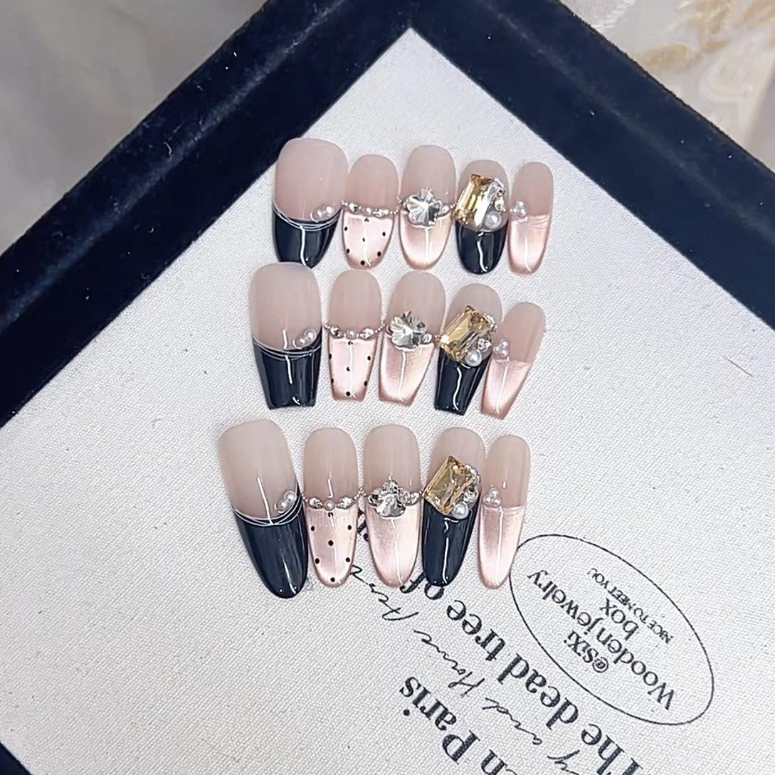 

Плетеный вручную броневой черный золото джаз трехмерный расписанный вручную бабочка леопардовый принт кошачий глаз чистый патч для нейл-арта Large L