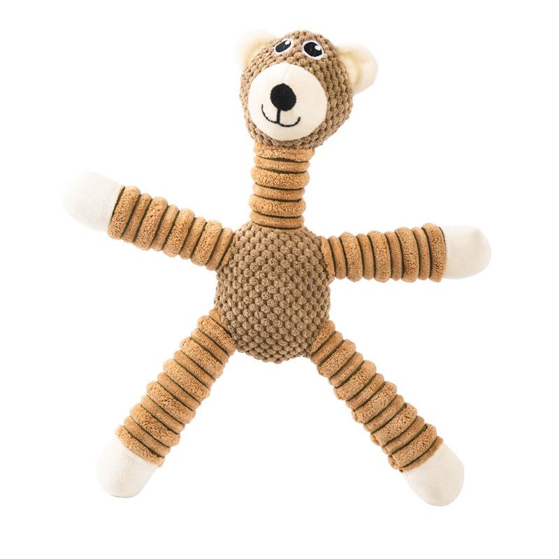 Durable Corn Fleece Animal Squeaky Toys for Dogs Chew Resistant Plush Elephant Bear Pig Pet Toys Interactive Play Biting Toys