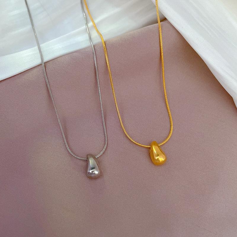 Small Water Drop Temperament Furnace Real Gold Necklace Female Collarbone Chain With Jewelry