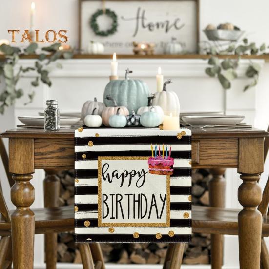 Wszystkiego Najlepszego Bieżnik na Stół Nadruk Balonów i Konfetti Chroni Stół przed Ciepłem i Zarysowaniami Wielokrotnego Użytku Dekoracja Ochronna Stołu Stół na Przyjęcie Urodzinowe